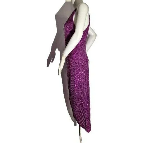 Belle Badgley Mischka Women's Dress Size 10 Sequin Dress Evening Pink Fucsia (47 - Picture 4 of 10